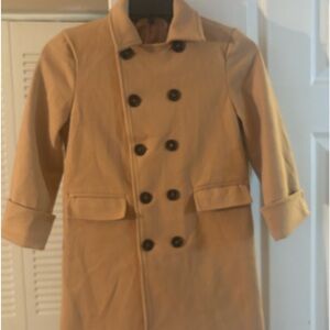 TAN GIRL DOUBLE BREASTED COAT.